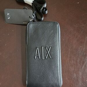Armani Exchsnge Black Leather Phone Holster